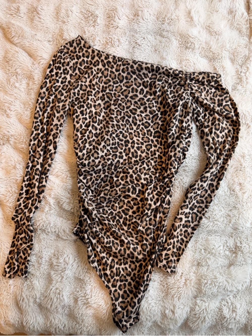 gaze Leopard Print Stretch Bodysuit in Tan and Black